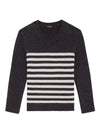 Theory Shrunken Crew Sweater in Charcoal & Ivory