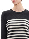Theory Shrunken Crew Sweater in Charcoal & Ivory