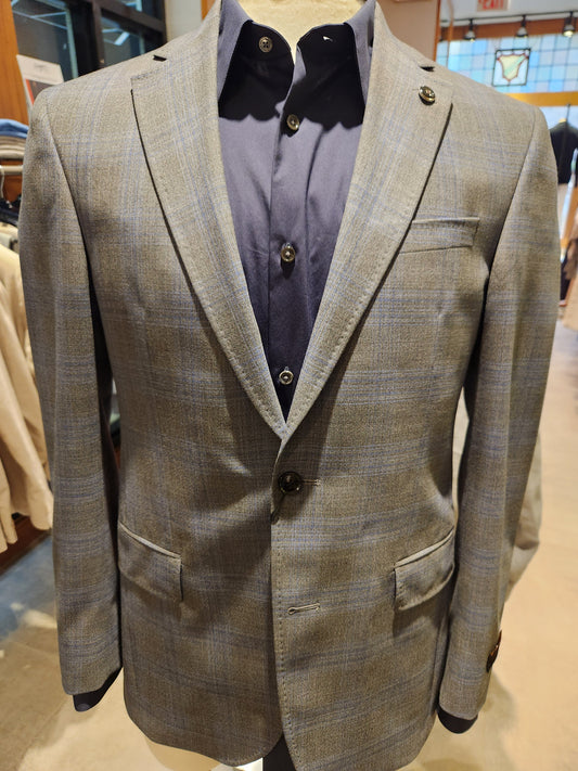 Ted Baker Jay Sport Coat in Grey/Blue Shadow Plaid
