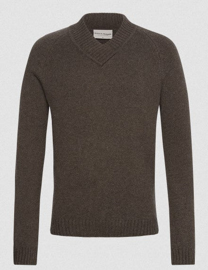 Bruun & Stengade BS Douglas sweater classic fit lambswool and tencel blend brown crew neck