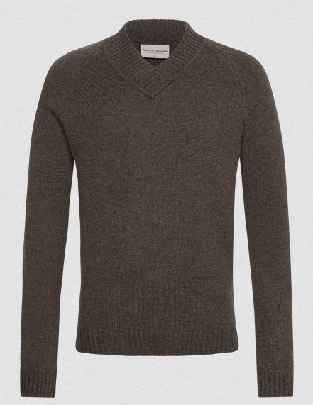 Bruun & Stengade BS Douglas sweater classic fit lambswool and tencel blend brown crew neck