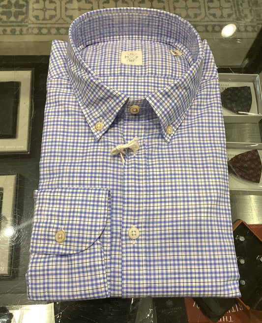 GMF 965 Blue Check Button Down Shirt