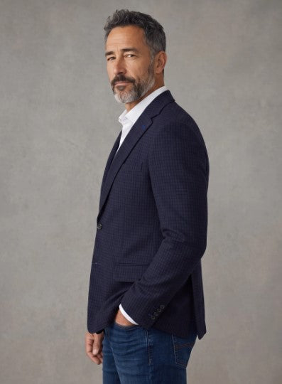 7 Downie St. Kingston Microcheck Cotton Knit Sport Coat - Blue