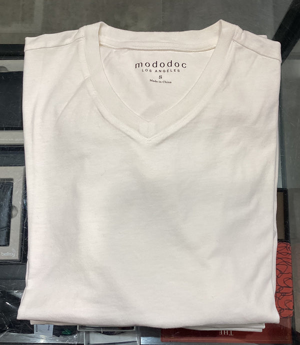 Mododoc "San Diego" Short Sleeve V-neck - Ivory