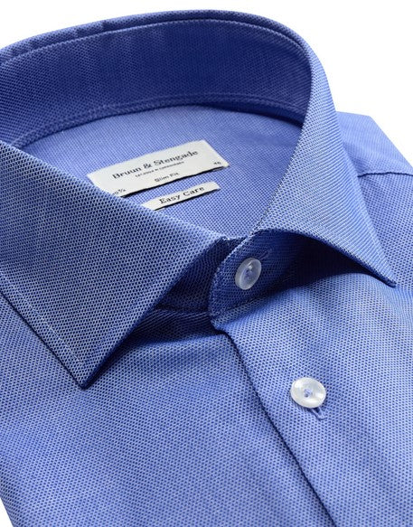 Bruun & Stengade BS Davor Shirt slim fit sky blue cotton shirt with cutaway collar and diagonal white thread pattern