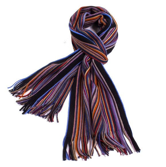 Chelsey Imports Pencil Stripe Wool Knit Scarf with Fringe Chelsey Imports