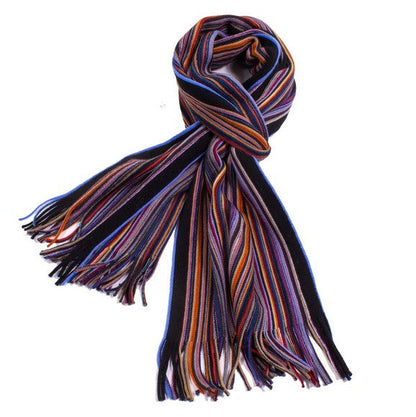 Chelsey Imports Pencil Stripe Wool Knit Scarf with Fringe Chelsey Imports