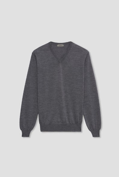 Ferrante Brushed Pure Wool V-Neck Sweater Ferrante