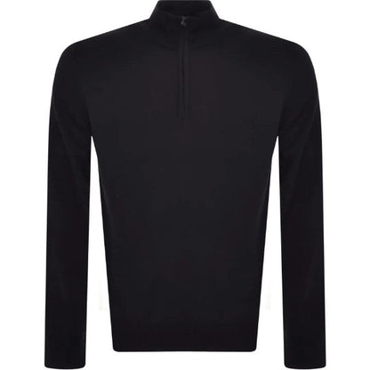 Hugo San Quirin Quarter Zip Sweater in Virgin Wool Hugo Boss Red