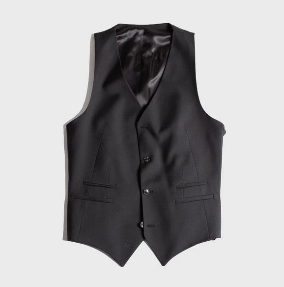 Tiger of Sweden men's slim fit black wool waistcoat vest with viscose back