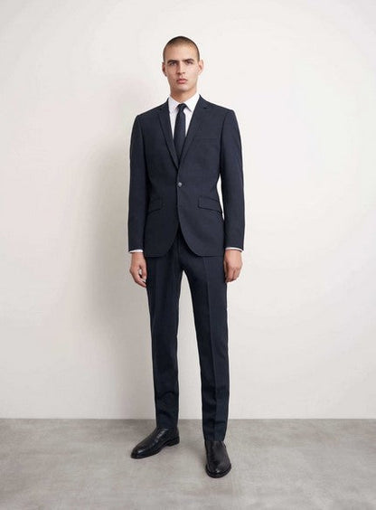 Tiger of Sweden Justins jacket in navy check worn by male model with matching pants