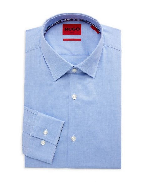 Hugo Koey Shirt slim fit light blue cotton shirt with easy iron fabric