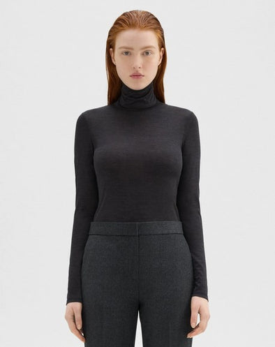 Theory Turtleneck Blouse in Navy Melange