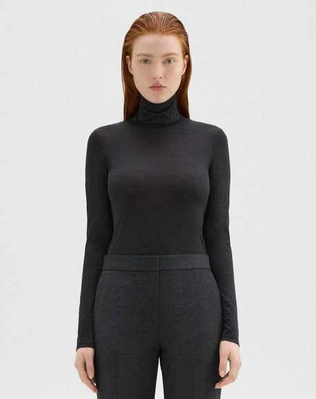 Theory Turtleneck Blouse in Navy Melange