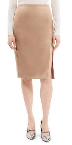 Theory Side Slit Wool Skirt in Palomino