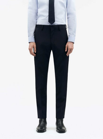 Tiger of Sweden Tenutas Pant black slim fit formal trousers worn with light blue shirt and black tie