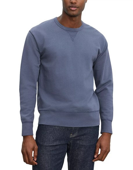 Velvet by Spencer & Graham crewneck sweatshirt with long banded cuffs and hem in blue
