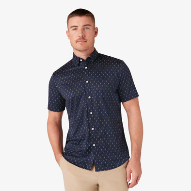 Mizzen + Main S/S Halyard Shirt in Navy Double Dot