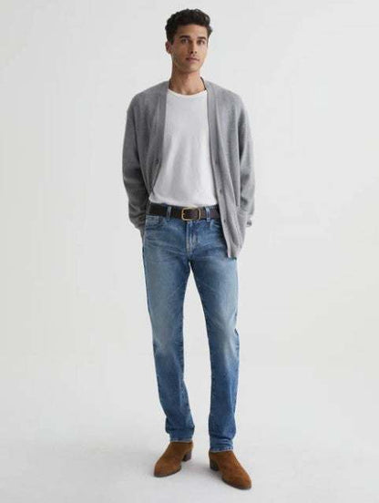 AG Tellis Aged Modern Slim Denim men's jeans in light blue with 19-year fade and slim fit