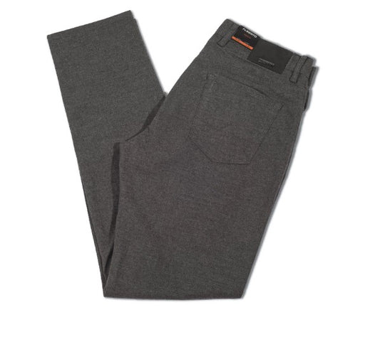 Alberto Charcoal Mélange Wool-Cotton Pipe Five Pocket