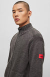 Hugo Boss Suppon Zip-Up Sweater in Dark Grey