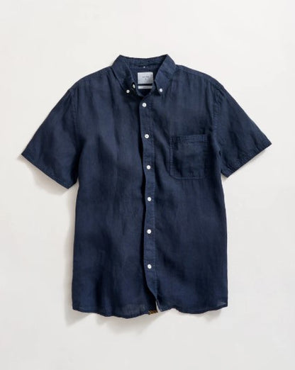 Billy Reid Short Sleeve Linen Tuscumbia Shirt Button Down