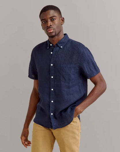 Billy Reid Short Sleeve Linen Tuscumbia Shirt Button Down