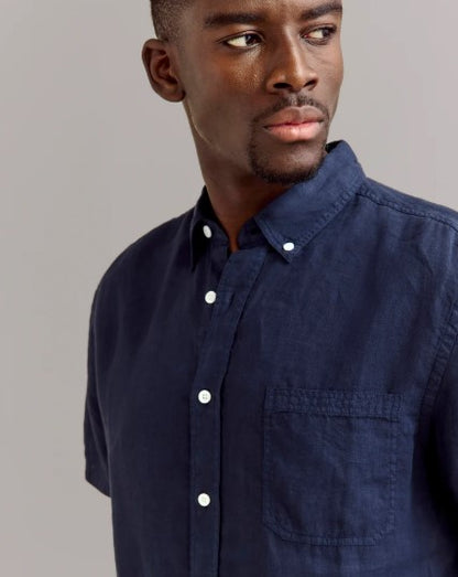 Billy Reid Short Sleeve Linen Tuscumbia Shirt Button Down