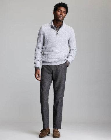 Billy Reid Basketweave Half Zip Sweater - Silver