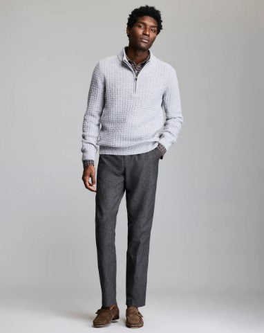 Billy Reid Basketweave Half Zip Sweater - Silver