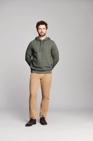 Billy Reid Box Quilt Hoodie Pullover - Washed Grey