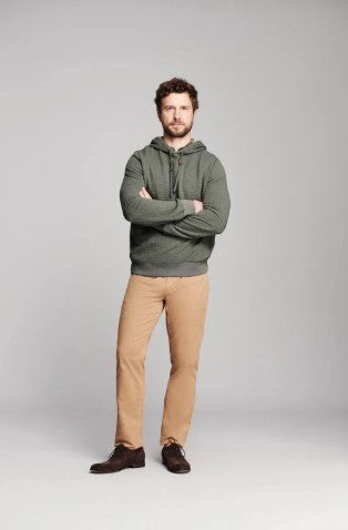 Billy Reid Box Quilt Hoodie Pullover - Washed Grey