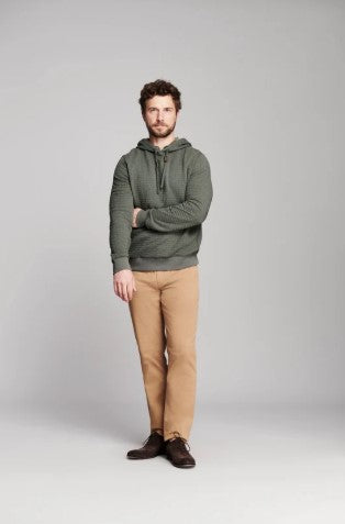 Billy Reid Box Quilt Hoodie Pullover - Washed Grey