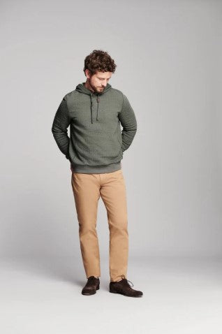 Billy Reid Box Quilt Hoodie Pullover - Washed Grey