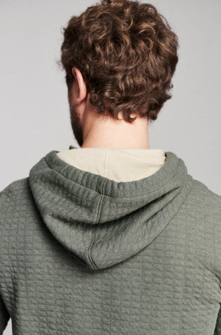 Billy Reid Box Quilt Hoodie Pullover - Washed Grey