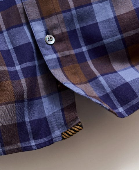 Billy Reid Hutcheson Shirt in Carbon Blue Plaid