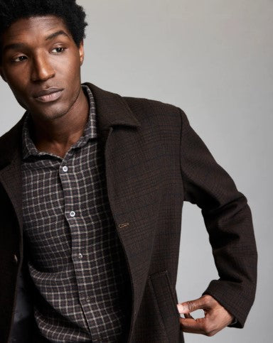 Billy Reid Plaid Cooper Overcoat - Brown