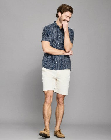 Billy Reid Short Sleeve Geo Stitch Embroidered Treme Shirt