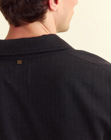 Billy Reid Long Sleeve Herringbone Polo - Black