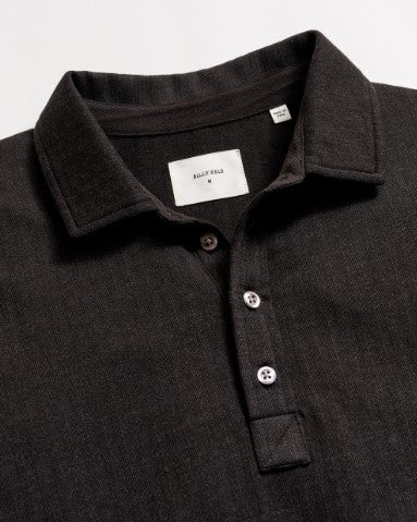 Billy Reid Long Sleeve Herringbone Polo - Black