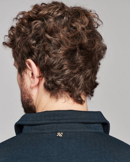 Billy Reid Long Sleeve Herringbone Polo - Carbon Blue