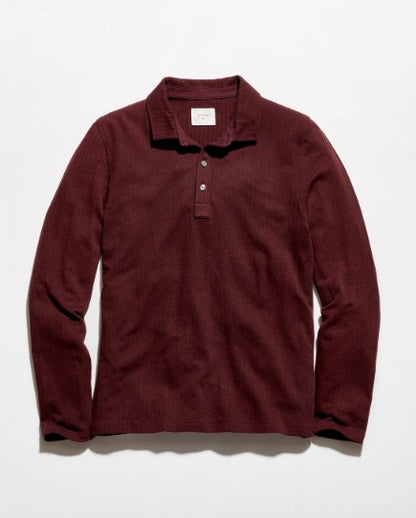 Billy Reid Long Sleeve Herringbone Polo - Plum
