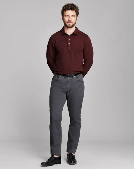 Billy Reid Long Sleeve Herringbone Polo - Plum