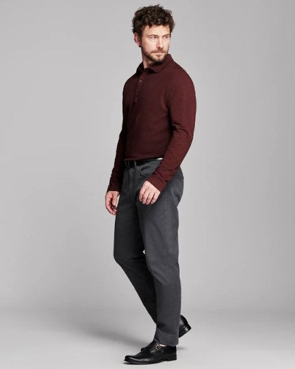 Billy Reid Long Sleeve Herringbone Polo - Plum