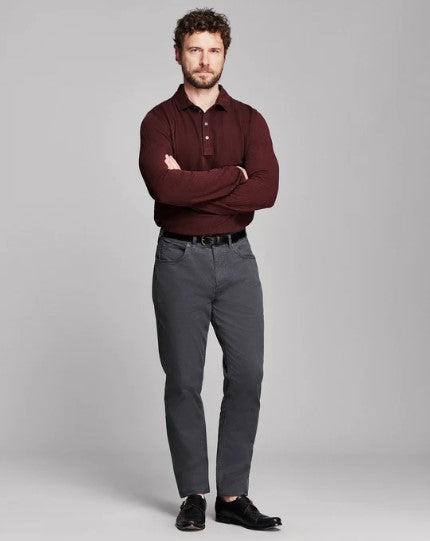 Billy Reid Long Sleeve Herringbone Polo - Plum