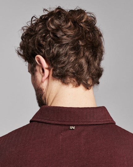 Billy Reid Long Sleeve Herringbone Polo - Plum