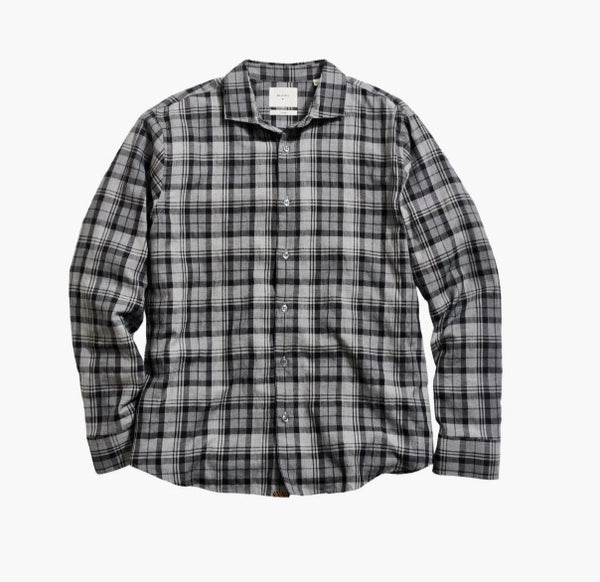 Billy Reid Hutcheson Bold Plaid Shirt - Grey & Black