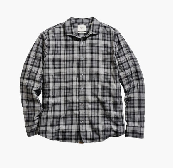 Billy Reid Hutcheson Bold Plaid Shirt - Grey & Black