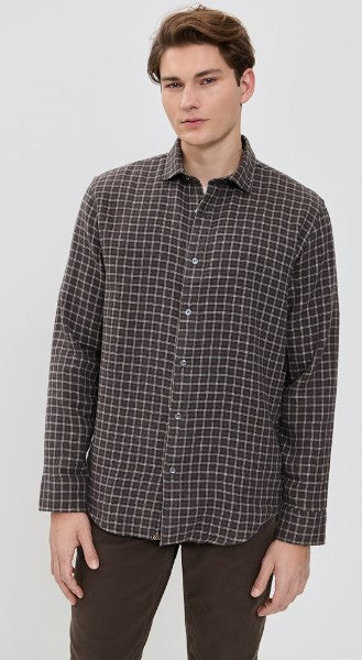 Billy Reid Hutcheson Window Plaid Shirt - Asphalt