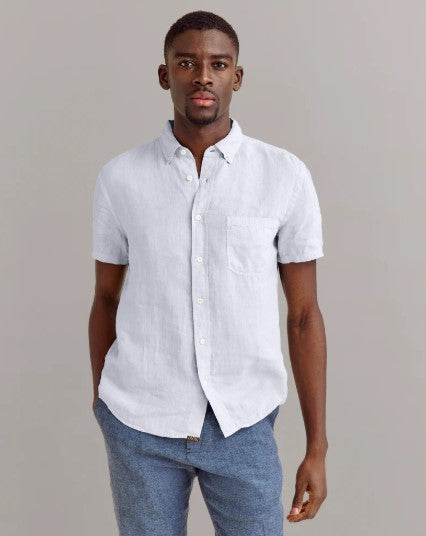 Billy Reid Short Sleeve Linen Tuscumbia Shirt Button Down